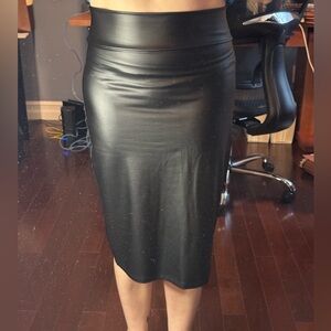 Black Faux Leather Pencil Skirt